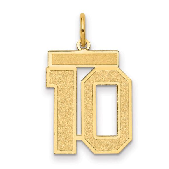 14k Yellow Gold, Jersey Collection, Medium Number 10 Pendant - Picture 1 of 3